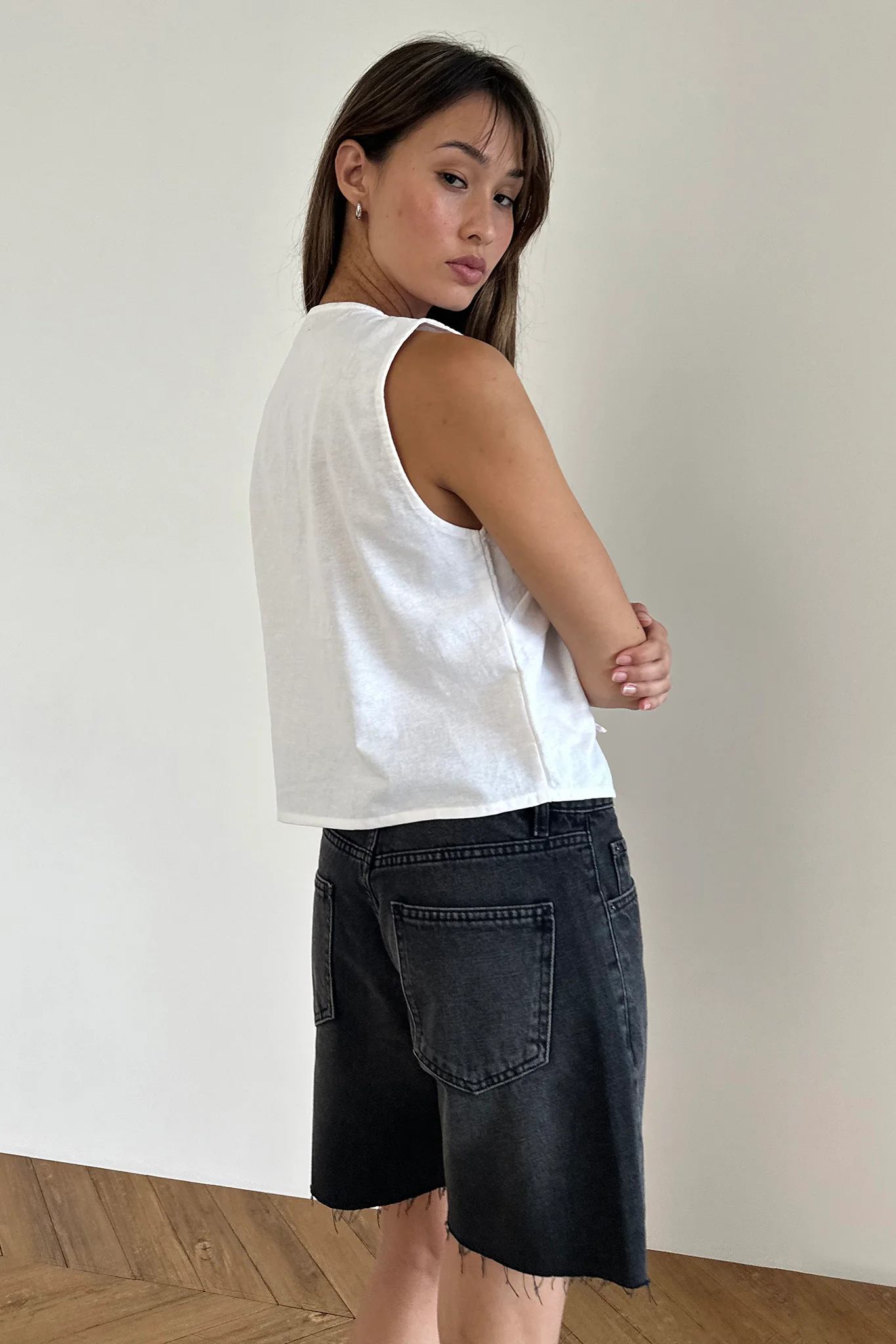 Tie Front Vest Top White