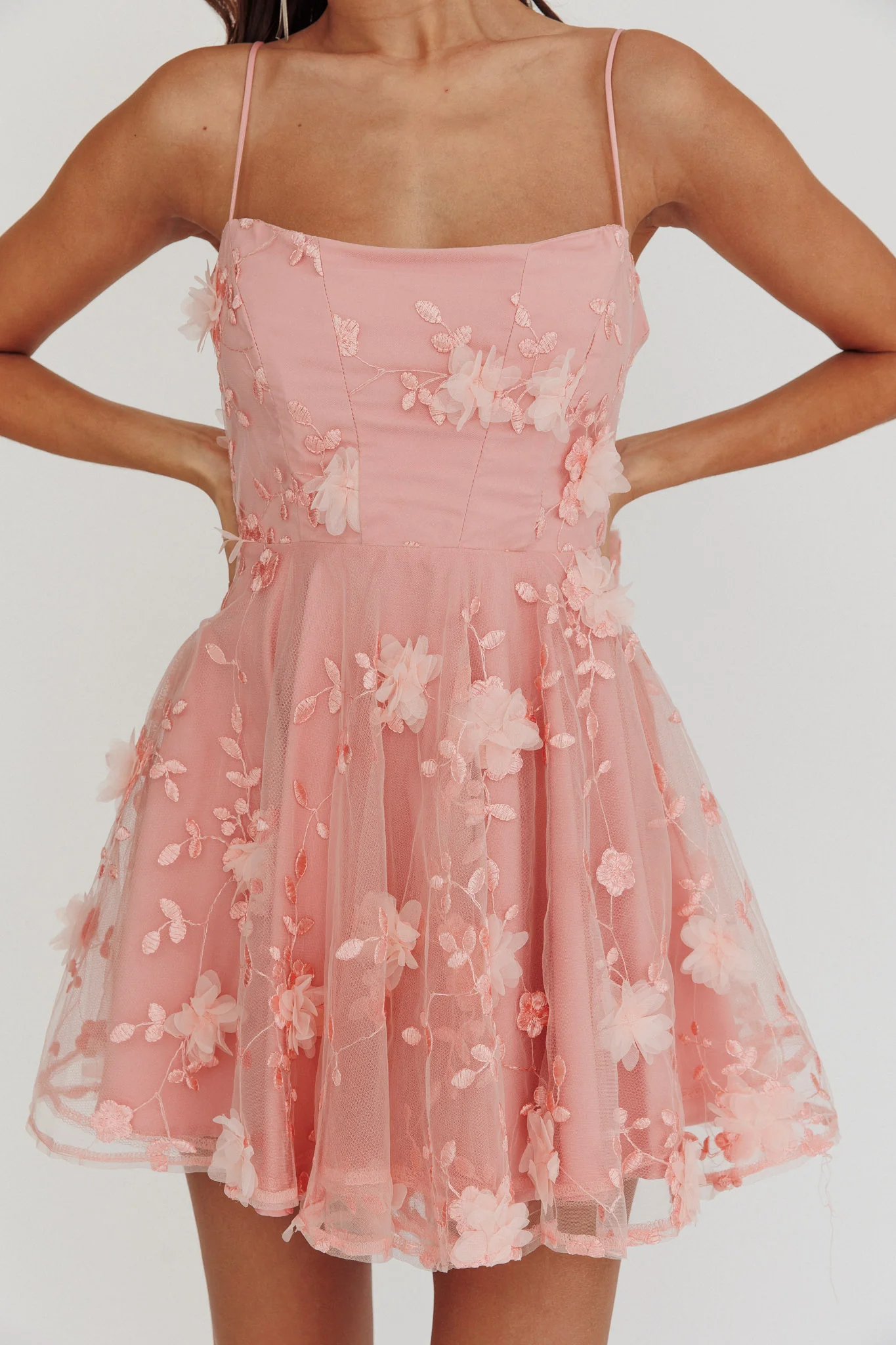 Floral Bow Mini Dress Pink