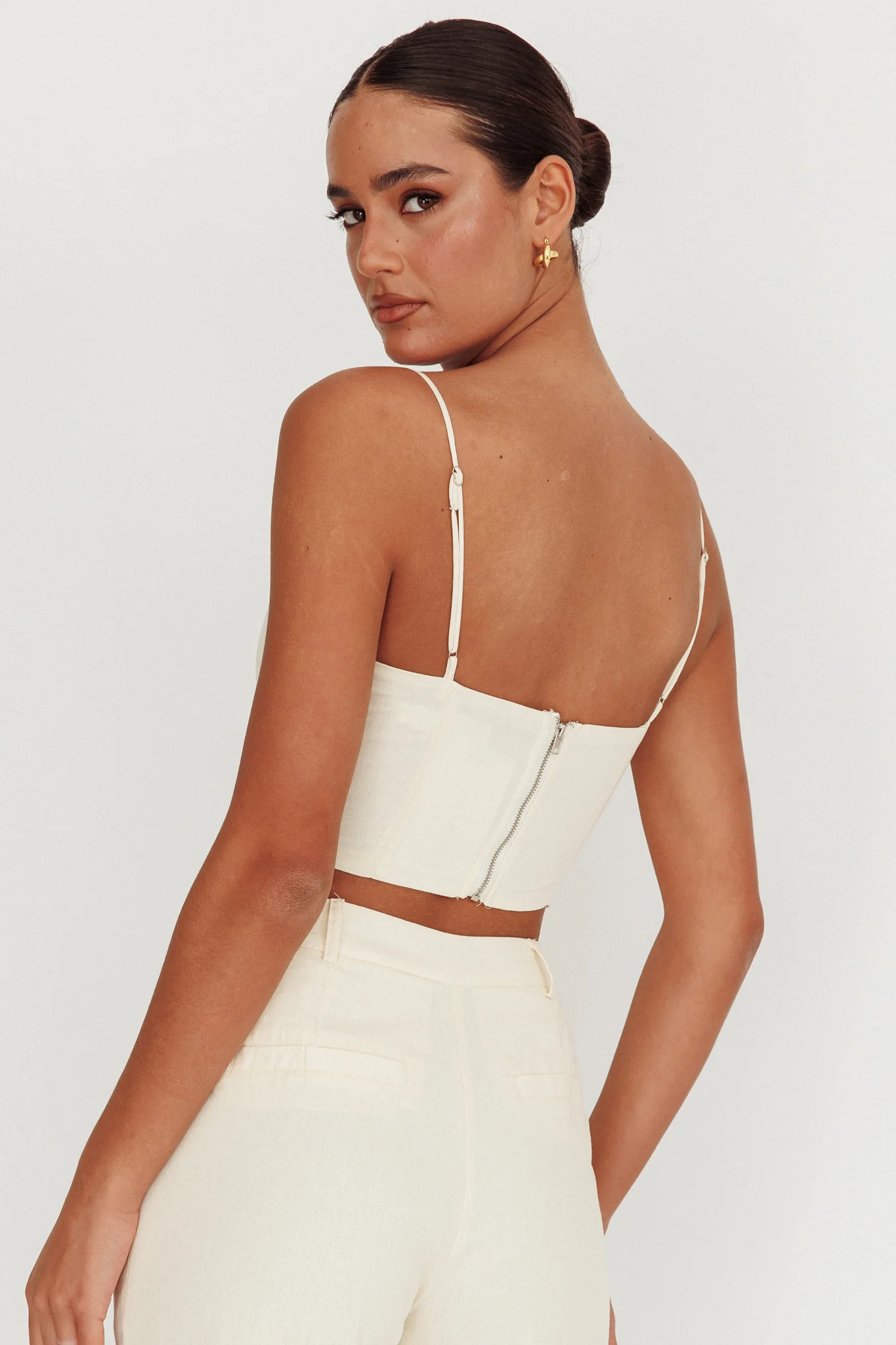 Straight Neck Cropped Top Oat