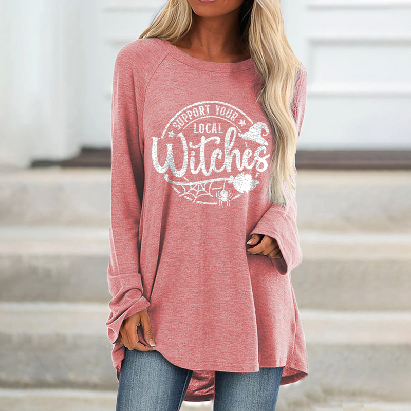 Support Your Local Witches Printed Loose T-shirt