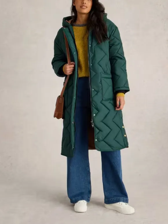 Quilted Coat In Dark Green