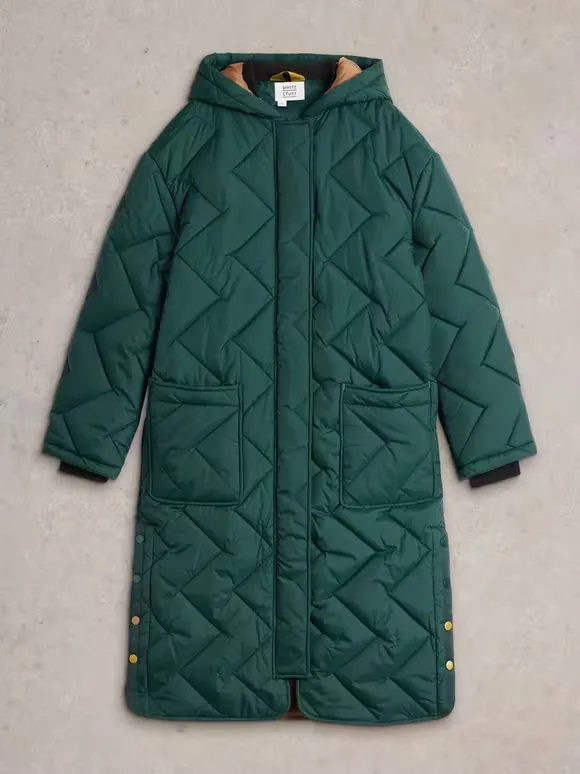 Quilted Coat In Dark Green
