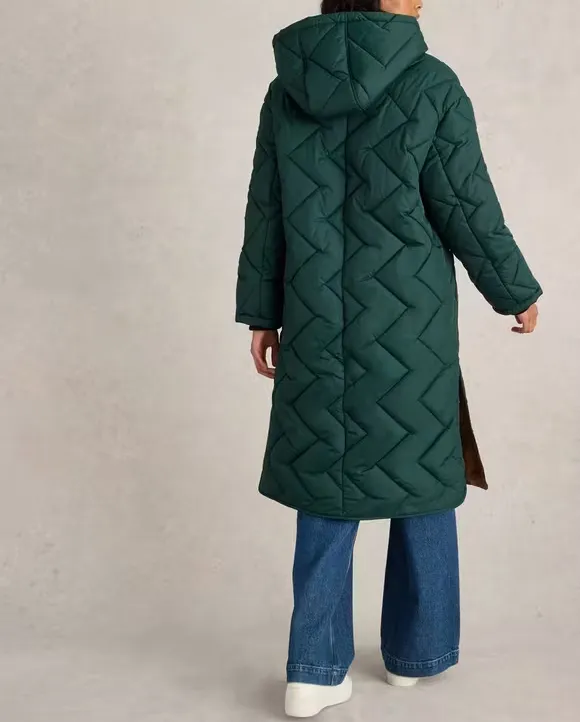 Quilted Coat In Dark Green