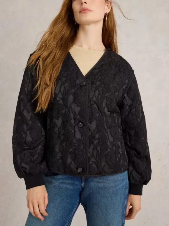 V-Neck Jacquard Jacket